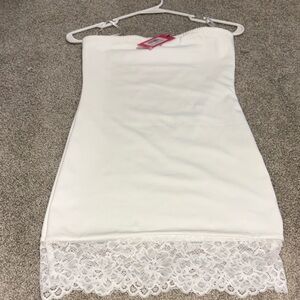 Edikted White Lace Hem Mini Dress